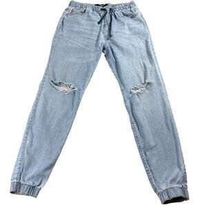 Hollister Jeans Mens M Light Wash Skinny Jogger Distressed Stretch Denim Y2K Fit